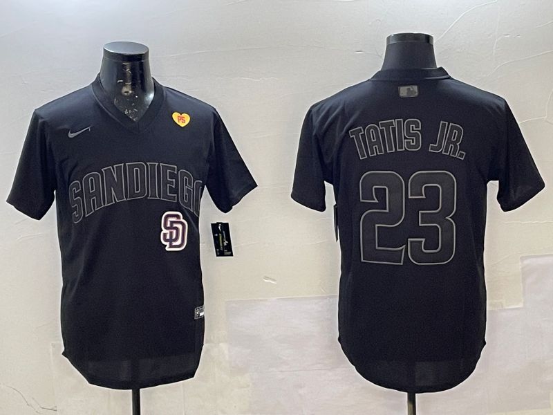 Men San Diego Padres 23 Tatis jr Black Throwback Game 2025 Nike MLB Jersey style 11